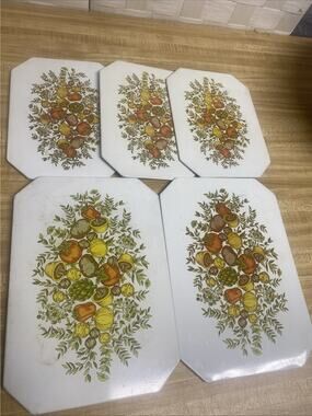 VTG Set of 5 Mushroom Vegetables Hot Mat Ballonoff Spice of Life Trivets 2 Sizes